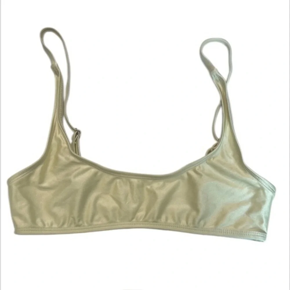 Ris-k shiny gold bikini swim top size small new